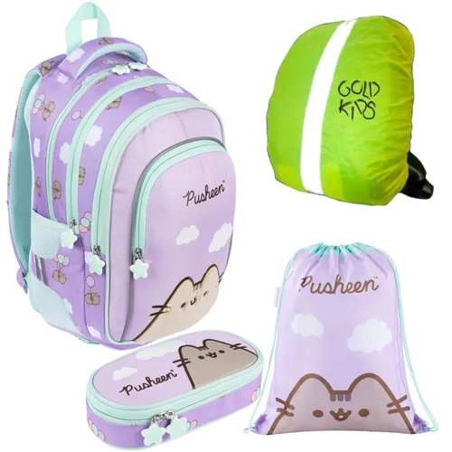 Pusheen Schulranzen für Jungen und Mädchen - 4er-Set - Ranzen, Taschen & Rucksäcke - Buntes Pusheen Design, perfekt für Schule und Freizeit, ideal für Kinder.