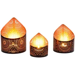 3er Set Orientalische Deko Windlicht Teelichthalter Yous Schwarz