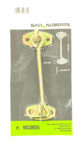 Produktbild Sturmhaken GAH.ALBERTS mit Öse, 120 x 5,8 mm gelb verzinkt
