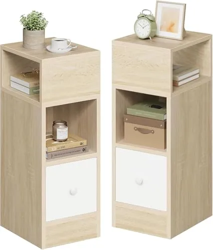 EUGAD Nachttisch (2-St) mit 2 Ablagen und 1 Schublade