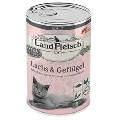 LandFleisch Cat Adult Gelee Lachs&Geflügel | 6x 400g Katzenfutter