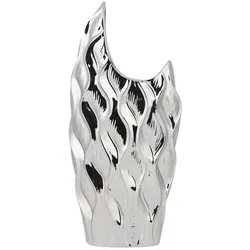 Beliani Dekovase Silber 35 cm - Moderne Steinzeug-Vase in eleganter Silber-Optik, ideal zur stilvollen Dekoration ohne Wasserbedarf. Perfekt für jeden Einrichtungsstil!