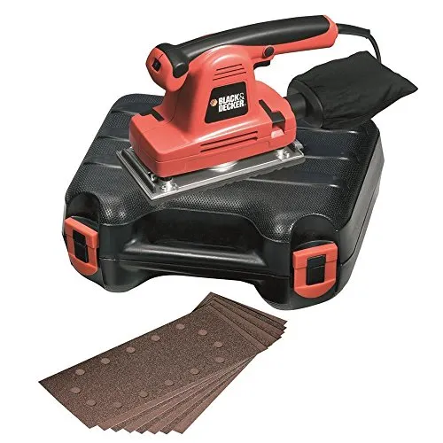 Black+Decker Schwingschleifer, Schleifmaschine (310W, leicht bedienbare Schleifpapierklemme, integrierte Staubabsaugung, ergonomischer Frontgriff, automatische Schleifgeschwindigkeit) KA274EKA