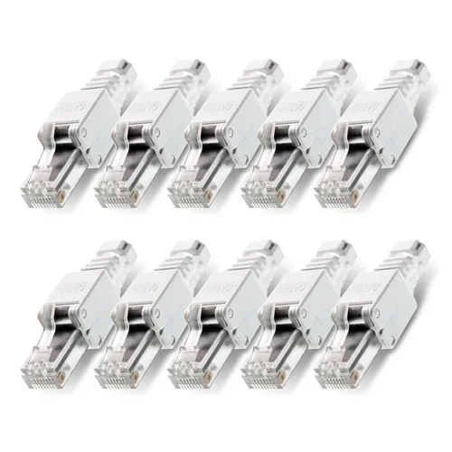 10x Netzwerkstecker CAT6A RJ45 Werkzeuglose Montage CAT 7 / 6 / 5 Netzwerk Kabel