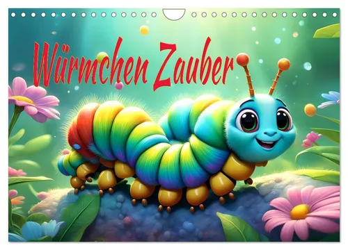 Würmchen Zauber Wandkalender 2026 von Dusanka Djeric - Kalender mit 14 Seiten voller glücklicher, lachender Würmchen – ein Kunstwerk, das Natur und Freude vereint. Ideal für Kunstliebhaber!