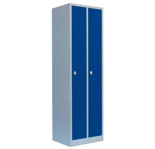 Steelboxx Spind 2 Abteile 180x50x50cm blau/grau - Robuster Kleiderspind für den professionellen Einsatz, komplett montiert und verschweißt, ideal für Büros und Umkleideräume.