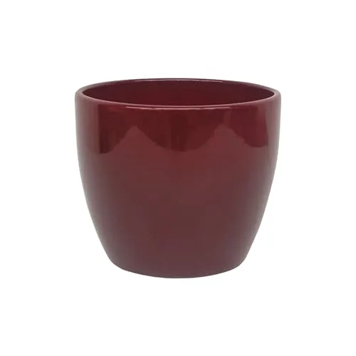 Leni Sylt Blumentopf Übertopf Keramik rund glänzend Weinrot 11 cm Durchmesser Pflanztopf für Zimmerpflanzen