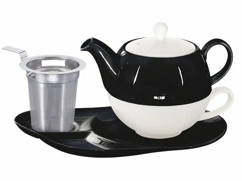 Buchensee Tea for one / Teeset Lena, Teekanne 500ml mit Sieb, schwarz, Porzellan
