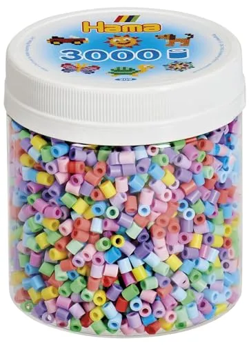 Hama Perlen 209-50 - Bügelperlen Dose mit ca. 3000 Midi Bastelperlen mit Durchmesser 5 mm, in Pastell Mix, kreativer Bastelspaß für Groß und Klein