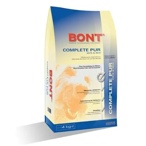 BONT Complete Pur 15 kg Ente-Reis - Hundefutter für vitale, erwachsene Hunde aller Rassen, mit ausgewogenem Energiegehalt für Wohlbefinden und glänzendes Fell dank Omega-Fettsäuren. Ohne Weizen, Farb- und Aromastoffe.