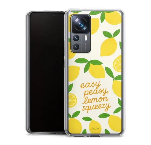 DeinDesign Handyhülle Zitrone Spruch Statement Easy Peasy Lemon Queezy, Xiaomi 12T Pro 5G Silikon Hülle Bumper Case Handy Schutzhülle