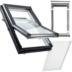 Wellker Komplett-Set Dachfenster R49 3-fach Verglasung mit Verdunkelung ZRV,   made by Roto, 94x140 cm (9/14)