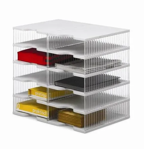 Styro Sortierstation 228-0205 Styrobig Duo - Ablagesystem mit 10 Fächern auf 5 Etagen, extrem belastbar und transparent für beste Übersicht. Ideal für Schränke und Regale, einfach zu erweitern und mit Stecksystem für schnellen Aufbau.