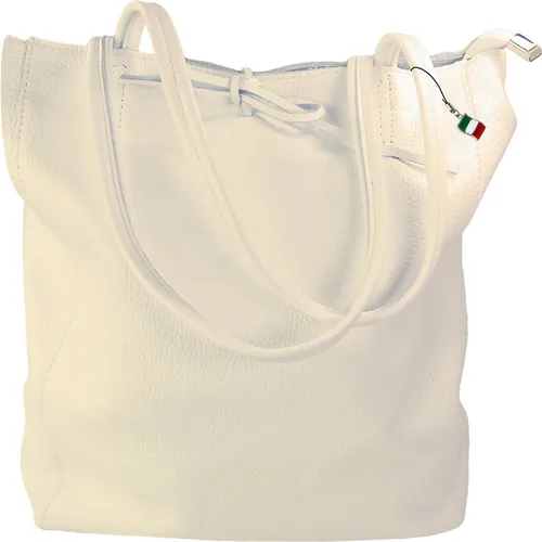 FLORENCE Schultertasche - Eleganter Shopper aus echtem Leder - Handtaschen, Hochwertige Schultertasche aus echtem Leder in beige, ideal für stilbewusste Damen mit viel Platz (28x35x13 cm)