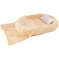 Costway Hundebett für Menschen & Hunde Waschbar Bezug Oval Braun