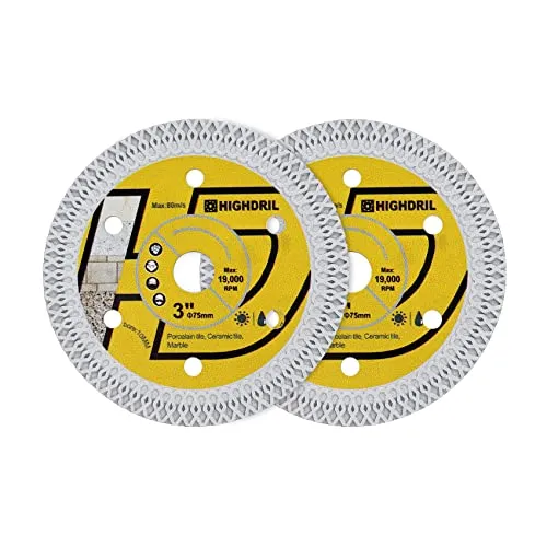 HIGHDRIL Diamantscheibe Fliese 75mm x 10mm, 2STK X-Zähne Fliesensägeblatt für Hartkeramik Porzellanfliesen Granit für Bosch GWS 10.8-76 Fliesenscheibe