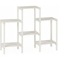 Blumenregal Pflanzenregal 3 Ebenen aus Tannenholz - Topfpflanzenständer aus robustem Tannenholz, ideal für kreative Pflanzenarrangements und Platzsparendes Design in Weiß.