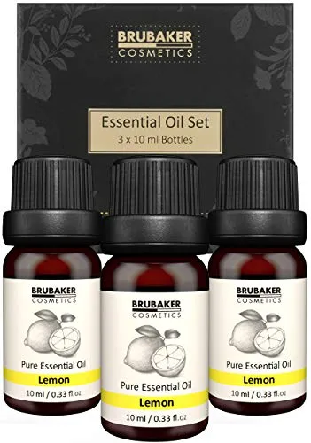 BRUBAKER Cosmetics 3er-Set Lemon Öl - Konzentration, gute Laune & Lebensfreude - Ätherische Öle Aromatherapie Geschenkset 3 x 10 ml Zitrusöl Vegan
