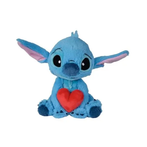 Simba Disney Stitch Kuscheltier mit Herz, 25 cm - Stofftier & Teddybären, 25 cm großes, weiches Plüschtier, perfekter Begleiter für Kinder ab den ersten Lebensmonaten, authentisches Disney-Produkt mit hohem Detailgrad.