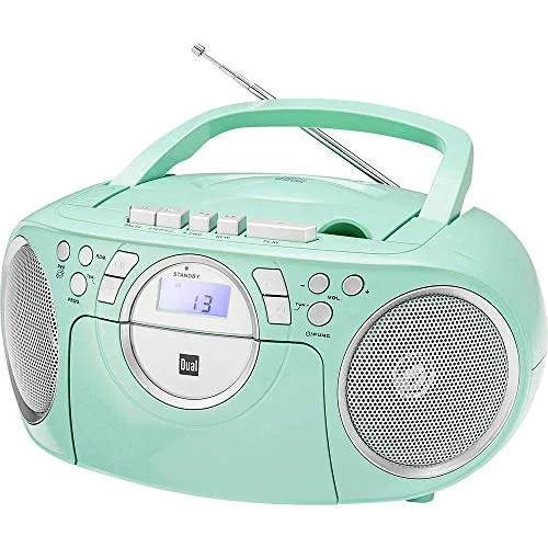 Dual 75404 Dual P 70 Mint Kassettenradio - Tragbare Boombox mit CD-Player - CD-Player mit Kassettendeck und UKW-Radio, tragbar dank Batteriebetrieb und ausklappbarem Tragegriff. Genießen Sie Stereoklang und zahlreiche Abspielmöglichkeiten für Ihre Lieblingsmusik.