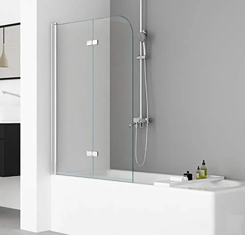 IMPTS Duschwand für Badewanne Flatbar Duschwand 2-teilig 100x140cm