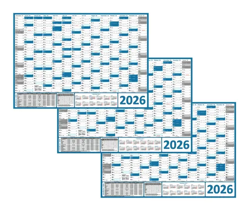 Stück XXL Wandkalender DIN A0 2026 blau gerollt Wandplaner Ferien Feiertage 3