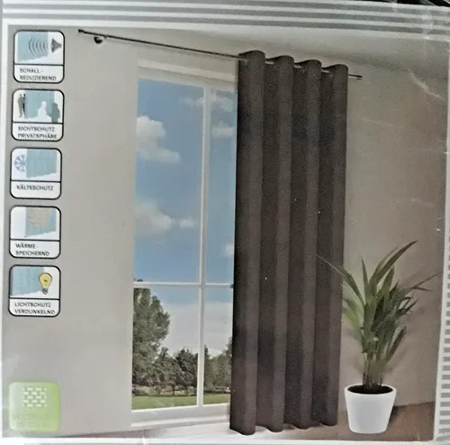 Happy Home Fertig-Gardine anthrazit, Ösenvorhang 140cm x 235cm