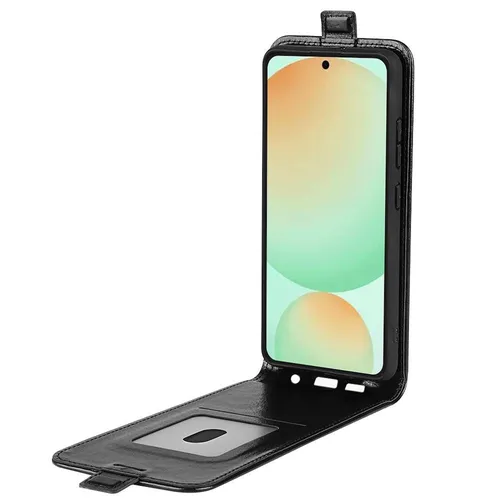 Produktbild Für Samsung Galaxy S25 FE 5G Vertikale Kunstleder Flip Schutz Hülle Schwarz
