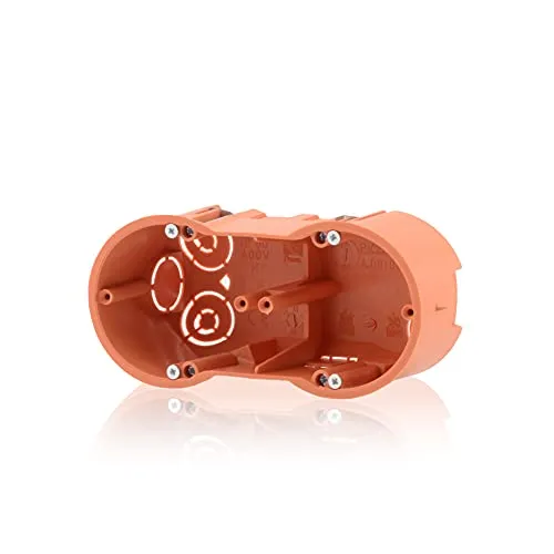 Gerätedose Verbindungsdose Doppel Verteilerdose tiefe Hohlwanddose 2fach Fräsloch 68mm, Höhe 60mm, für Gibskarton-Platten & Holzwände, Inkl. 