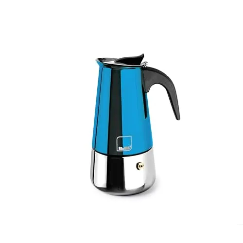 IBILI Moca Blue Espressomaschine 6 Tassen - Induktionsgeeigneter Edelstahl Espressokocher für 6 Tassen, ideal für ein authentisches italienisches Kaffeeerlebnis mit elegantem Design und einfacher Reinigung.