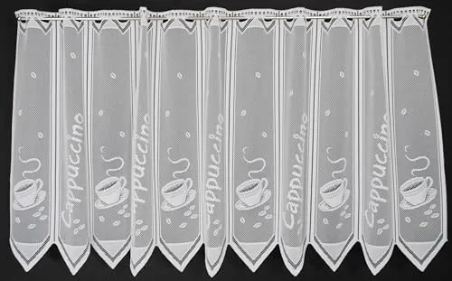 Scheibengardine Cappuccino 60 cm hoch Weiß - Wunschbreite frei wählbar durch gekaufte Menge in 23 cm Schritten - Meterware