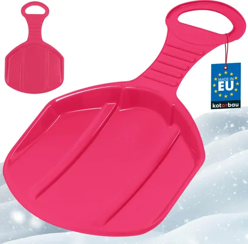 KOTARBAU® Popo Rutscher Bob Schlitten für Kinder & Erwachsene Rutschteller mit Griff Kunststoff Porutscher Schnee Rutscher Leicht & Stabil Rosa