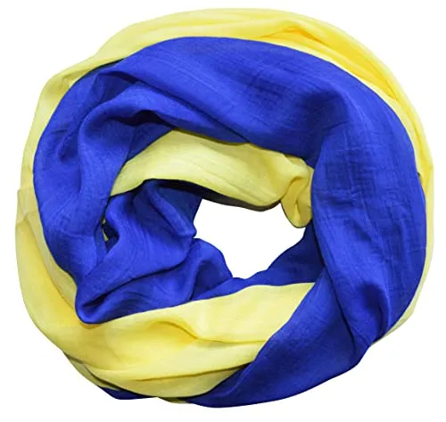 Produktbild thb Richter Damen Loopschal Schlauchschal Rundschal Halstuch Seidig Extraweich luftig Unifarben Frühling & Sommer Blau-Gelb Ukraine-Farben/Farbe der Ukraine-Flagge/Fahne