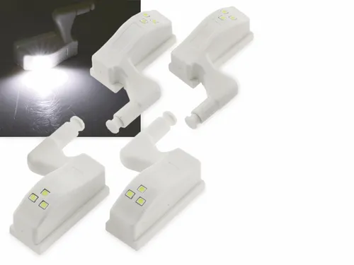 CHILITEC LED-Schrankleuchte 23106, 4er-Set, 6000K, weiß - Praktisches 4er-Set LED-Schrankleuchten mit Drucktaster für einfache Handhabung. Ideal für Schränke und Kommoden. Inklusive 4 A23 Batterien für sofortige Nutzung.