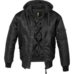 Brandit MA1 Kapuzenjacke - Schwarz, S - Funktionsjacke mit warmem Innenfutter, wind- und wasserabweisend. Ideal für kalte Tage, ausgestattet mit praktischen Taschen und strapazierfähigem Nylon.