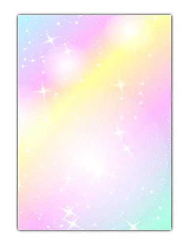 Rainbow Motiv-Briefpapier (MPA-5216, DIN A4, 100 Blatt) Regenbogen Motivpapier mit knallig bunten Farben und Sternen