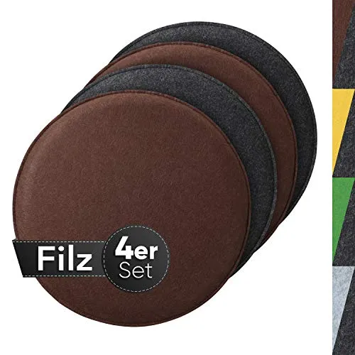 Sidorenko 4er Set Sitzkissen Outdoor aus Filz - Bequeme 36cm Sitzauflagen für Gartenstuhl - Stuhlkissen für Gartenmöbel mit langlebigem Filzmaterial, bieten höchsten Komfort für entspannte Stunden im Freien.