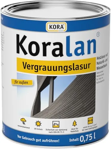 Koralan® Vergrauungslasur- ideal für Nadelholz, z. B. Holzfassaden oder Holz im Garten (Zink, 0,75 Liter)
