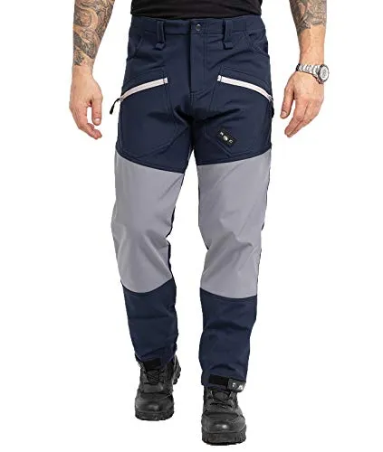 Rock Creek Herren Softshell Hose Cargohose Outdoorhose Wanderhose Herrenhose Wasserdicht Skihose Arbeitshose Winterhose Trekkinghose H-245 Navy 2XL