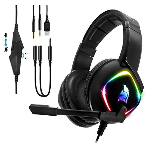 EMPIRE GAMING - Gaming Headset Dark Rainbow G-HD10 - Gaming-Headset mit 40-mm-Lautsprechern für 360-Grad-Sound und omnidirektionalem Mikrofon. Kompatibel mit PS4, PS5, Xbox und PC für ein immersives Spielerlebnis.
