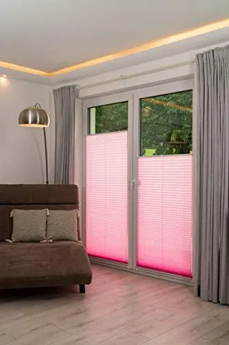 Khome Klemmfix-Plissee Palma Pink 40 x 210 cm (B x L) Lichtschutz Moderne Crushed Optik