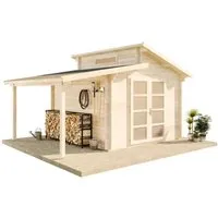 Alpholz Gartenhaus Aktiva mit Schleppdach 500x360 cm - Gartenhaus aus nordischer Fichte, mit Pultdach und Echtglasfenster, ideal für kreative Projekte und als Stauraum im Garten.