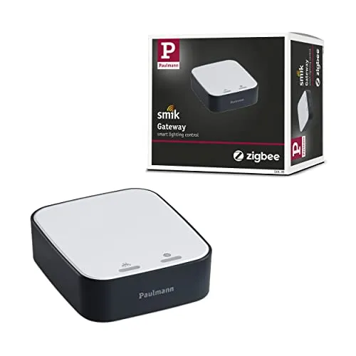 Paulmann 50135 Smart Home Zigbee Gateway Smik Weiß/Anthrazit - Smart Home Gateway für flexible Lichtsteuerung, kompatibel mit Zigbee 3.0, einfach per App oder Sprache bedienen und automatisierte Routinen erstellen.