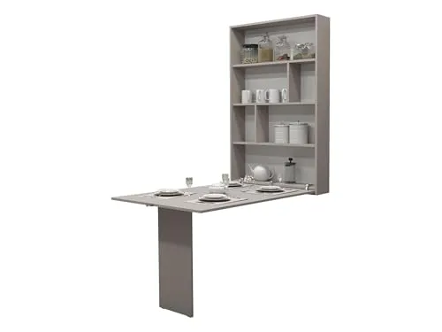Mirjan24 Wandtisch Albi - Klapptisch mit 2 Regalen - Minimalistischer Wandklapptisch mit 2 Regalen für platzsparendes Essen. Ideal für kleine Küchen und Esszimmer. Stabil und funktional, Lieferung erfolgt mit Montageanleitung.