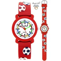 Pacific Time Kinder Armbanduhr Silikon Jungen Lernuhr Fußball rot 20274