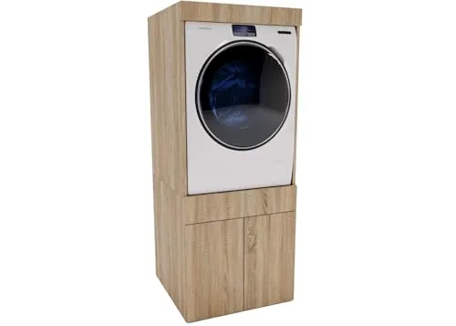 CraftPAK MAGOWASH Waschmaschinenschrank - Waschmaschinenumbauschrank für Waschmaschine & Trockner, bietet zusätzlichen Stauraum und minimiert Geräusche – ideal für effiziente Badezimmergestaltung.