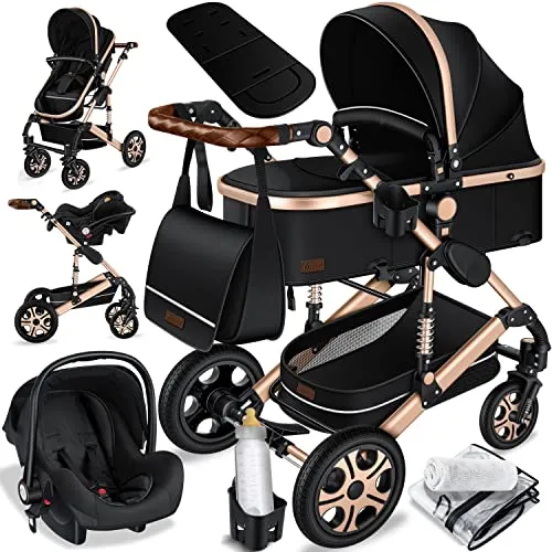 KESSER Loops 3 in 1 Kinderwagen - Kombikinderwagen Komplett-Set mit Babywanne, Buggy, Sportsitz und Autoschale, komfortabel und flexibel für jeden Ausflug