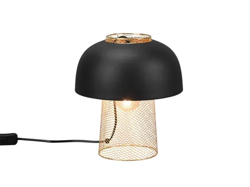 LED Tischlampe Nachttischlampe, Pilzlampe für die Fensterbank, Schwarz Gold - Klassische Tischleuchten mit Industrial Look, inklusive dimmbarem E27 LED Filament Leuchtmittel für individuelle Lichtstimmungen.