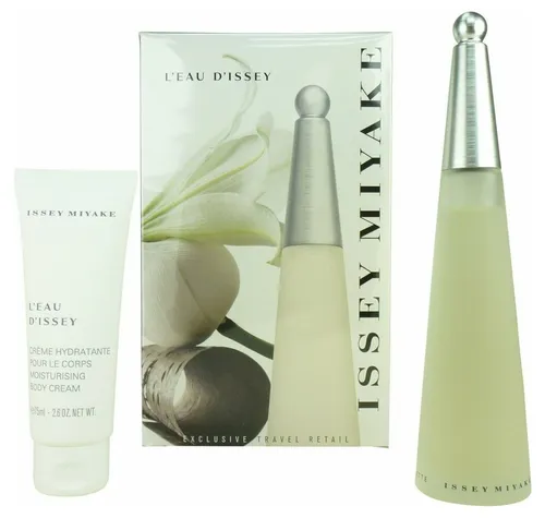 Issey Miyake L'Eau d'Issey Geschenkset EDT + Körperlotion - Frauenparfum – Das Geschenkset enthält 100 ml Eau de Toilette und 75 ml Körperlotion, vereint blumig-frische Aromen und spendet gleichzeitig reichhaltige Pflege für ein erfrischendes Hautgefühl.
