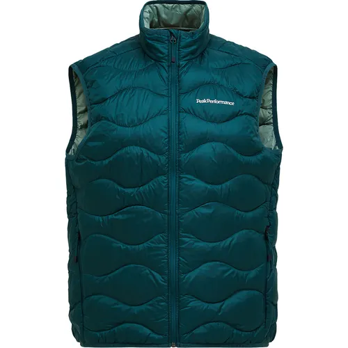 Peak Performance Herren Helium Daunenweste in Türkis (Größe L) - Leichte, isolierende Daunenweste aus recycelten Materialien. Ideal für Outdoor-Abenteuer und als praktische Ergänzung für kühle Tage.